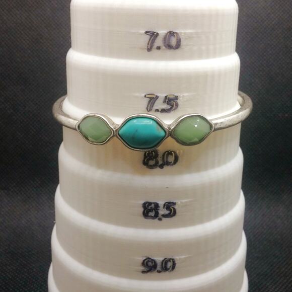 Lucky Brand Bracelet Triple Stone Bangle Faux Turquoise Silver Tone Stackable - Picture 4 of 13